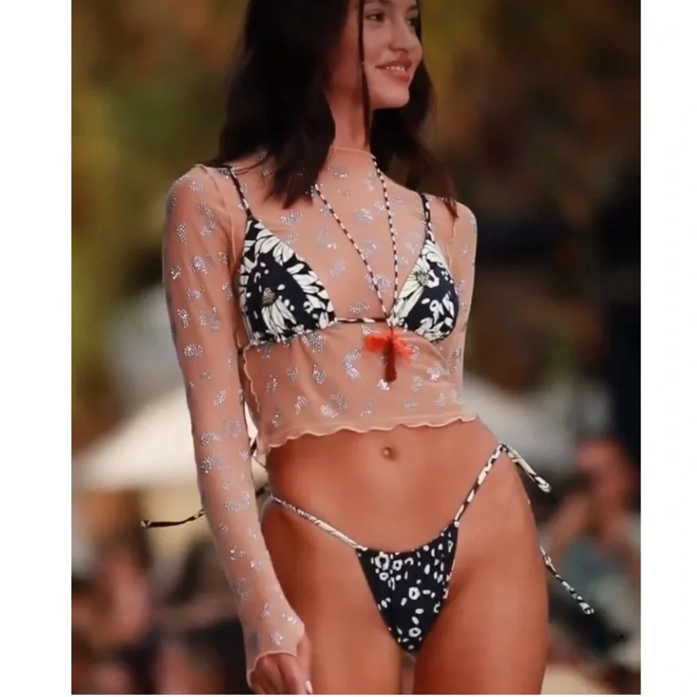 MAAJI Set - Ink Cheeta Alana String Triangle Bikini Top & Splashy Cheeky Bottoms